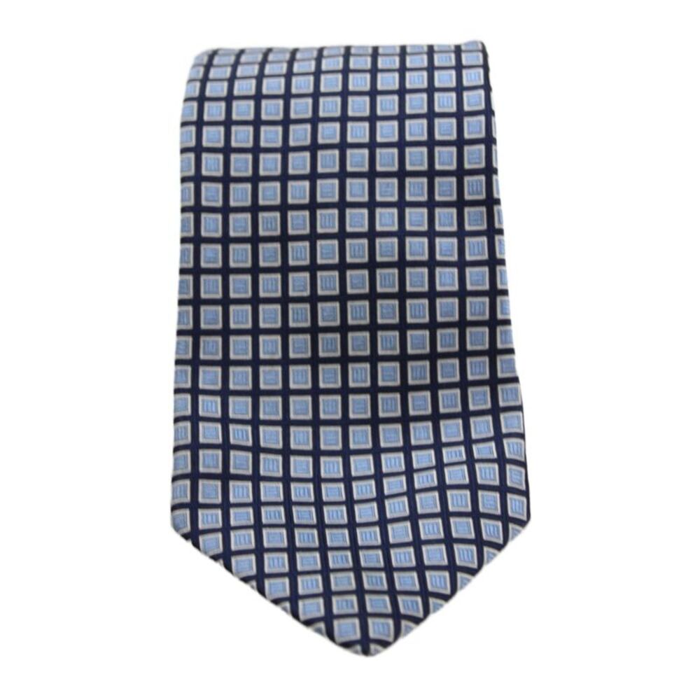 Drakes Mens Silk Geometric Classic Tie Blue 60in.